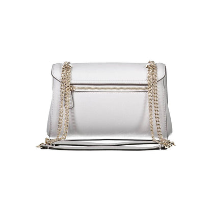 Guess Jeans Gray Polyethylene Handbag with chain shoulder handles and external pocket.