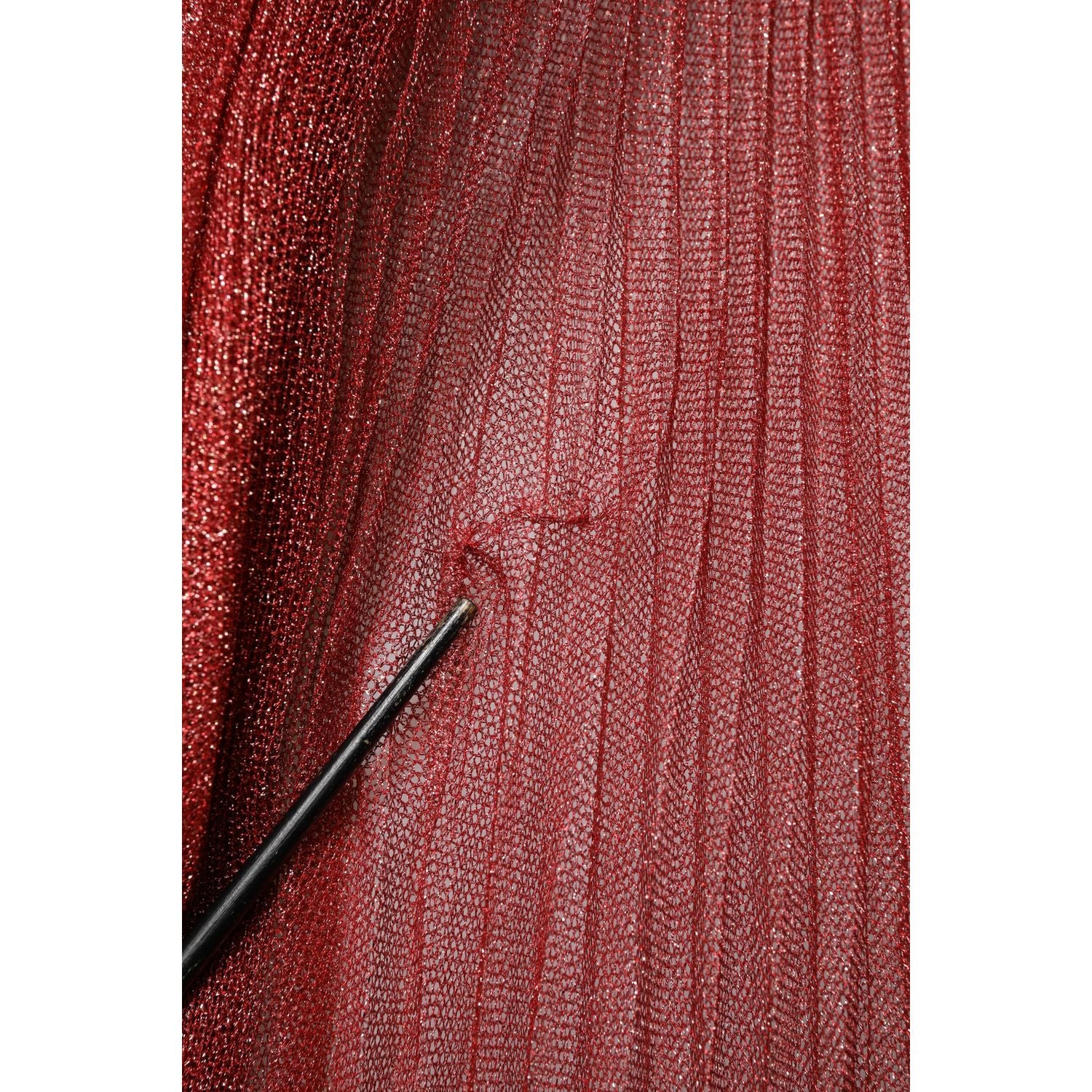 Dolce & Gabbana Burgundy Mesh Sleeveless Midi A-line Dress