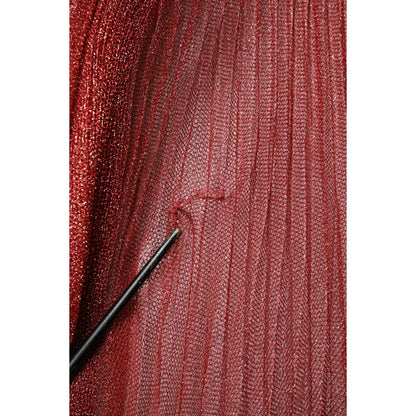 Dolce & Gabbana Burgundy Mesh Sleeveless Midi A-line Dress