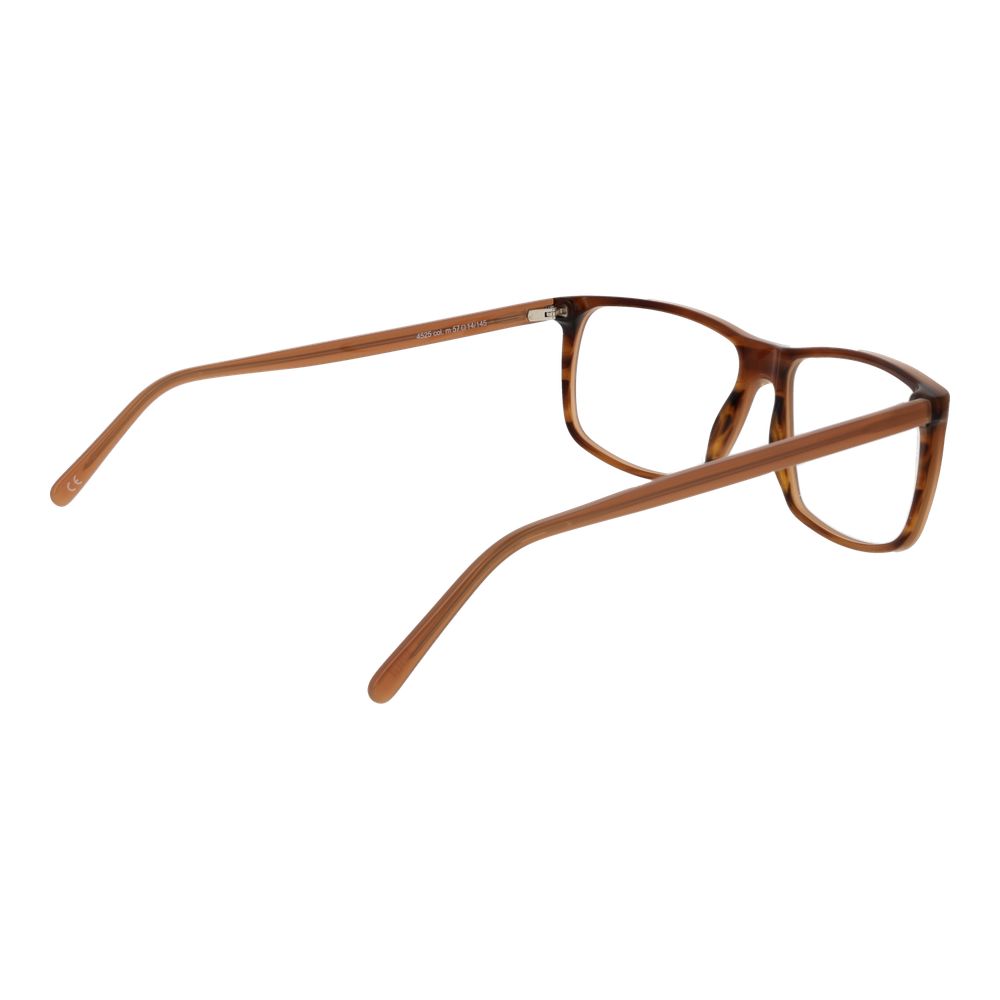 Andy Wolf Brown Unisex Glasses Frame made from acetate with full-rim rectangle style, shown from side angle. Includes branded case.