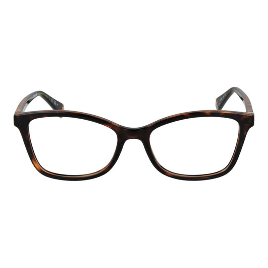 Polaroid Brown Women Glasses Frame, full-rim rectangle, polyamide material, demo lenses, size 53-17-145, stylish eyewear for women.