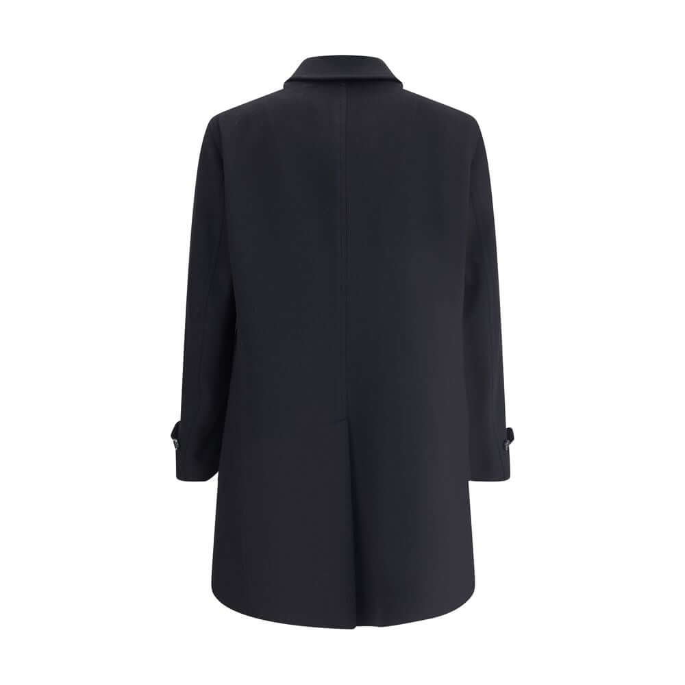 Lardini Black Fleece Wool Trench Coat