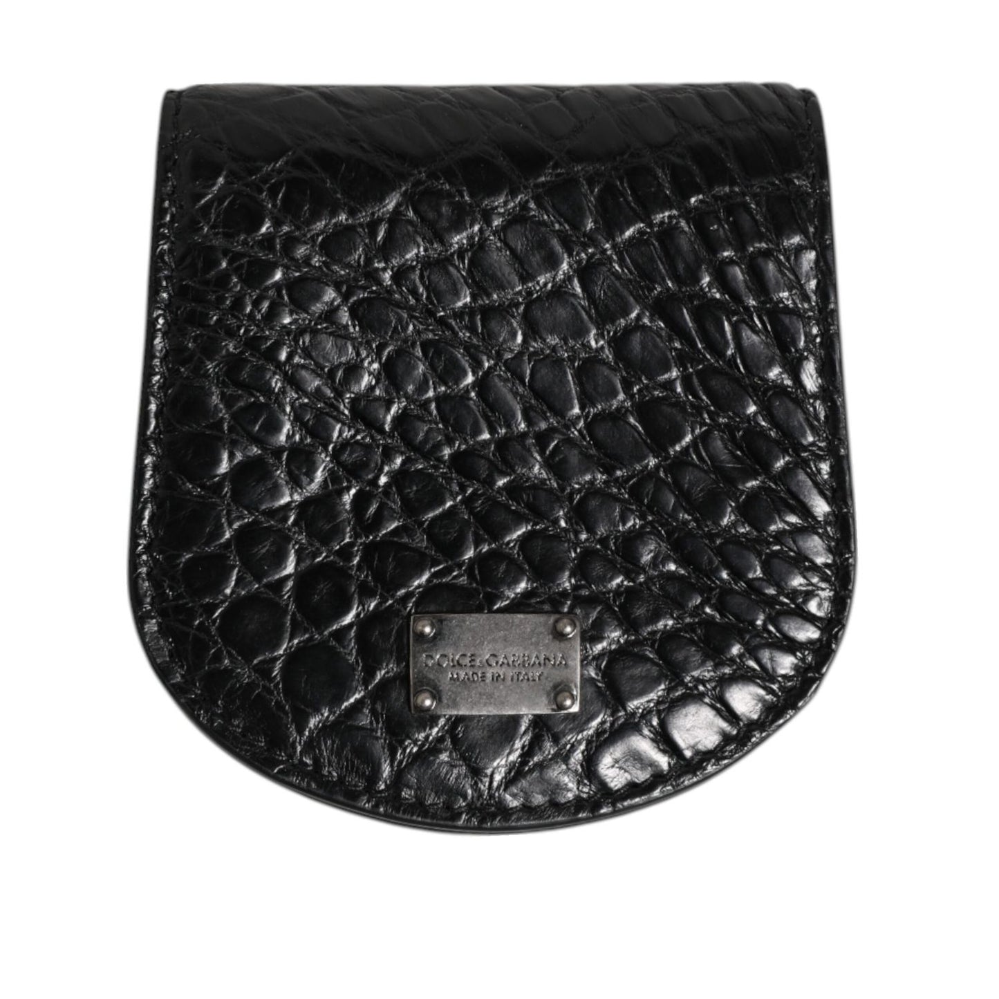 Dolce & Gabbana Black Exotic Skin Coin Condom Case Holder Pocket Wallet