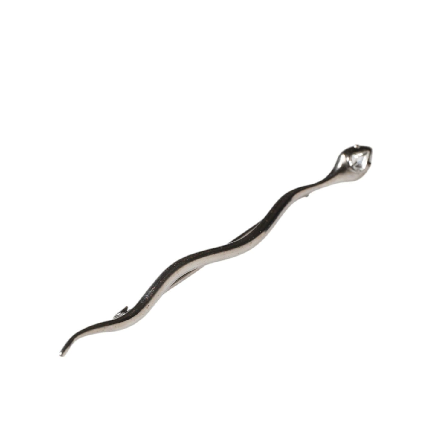 Dolce & Gabbana Silver Brass Crystal Spilla Serpente Mens Brooch Pin