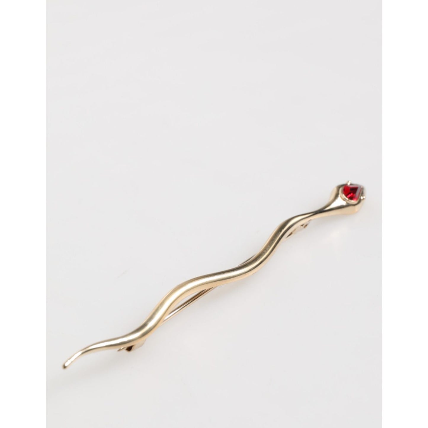 Dolce & Gabbana Gold Brass Red Crystal Spilla Serpente Mens Brooch Pin