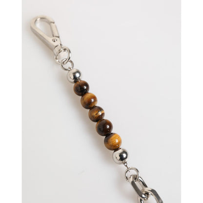 Dolce & Gabbana Silver Chain Brass Beaded Lobster Clasp Logo Men Bracelet