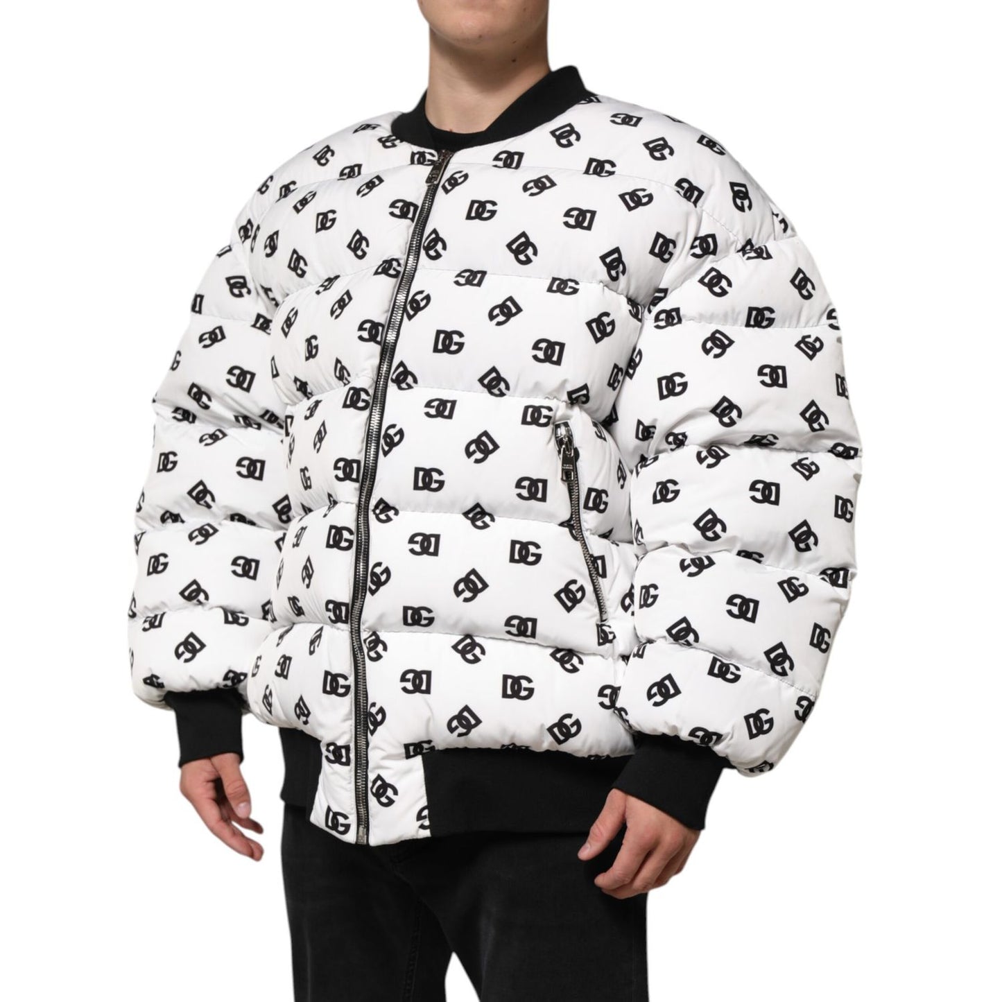 Dolce & Gabbana White DG Monogram Full Zip Quilted Jacket Dolce & Gabbana