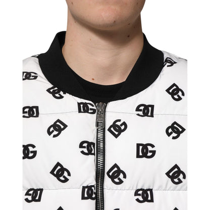 Dolce & Gabbana White DG Monogram Full Zip Quilted Jacket Dolce & Gabbana