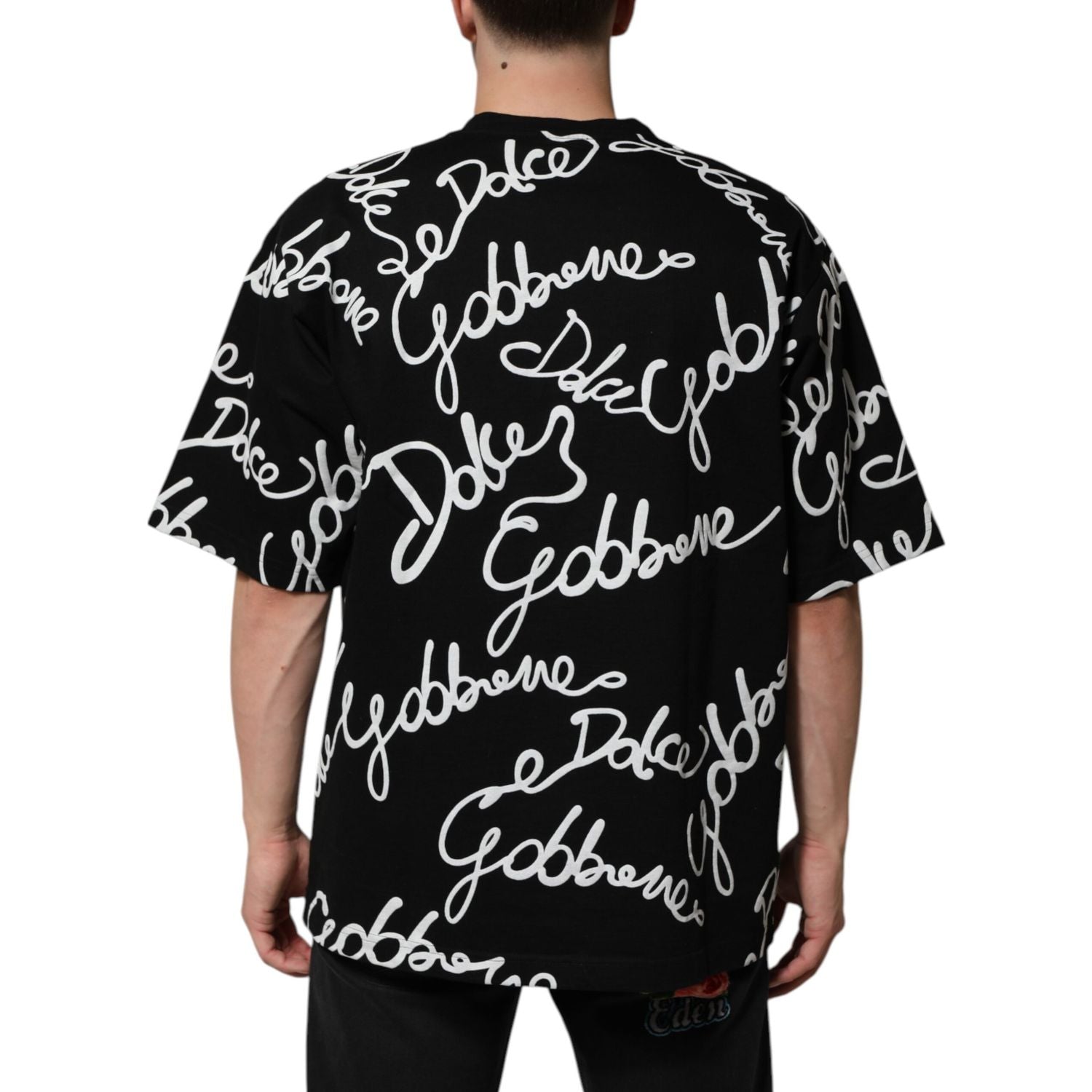 Dolce & Gabbana Black Logo Print Cotton Crew Neck  T-shirt