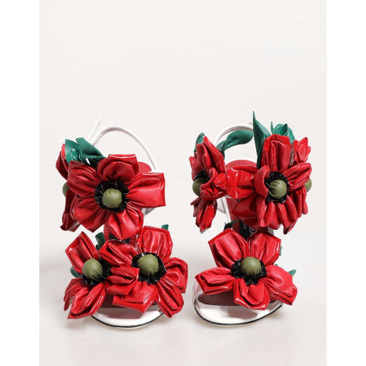 Dolce & Gabbana White Red Floral Detailing Sandals Shoes