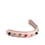 Dolce & Gabbana Light Pink Embellished Leather Bag Handle Shoulder Strap with multicolor studs, 100% calf leather, luxury accessory