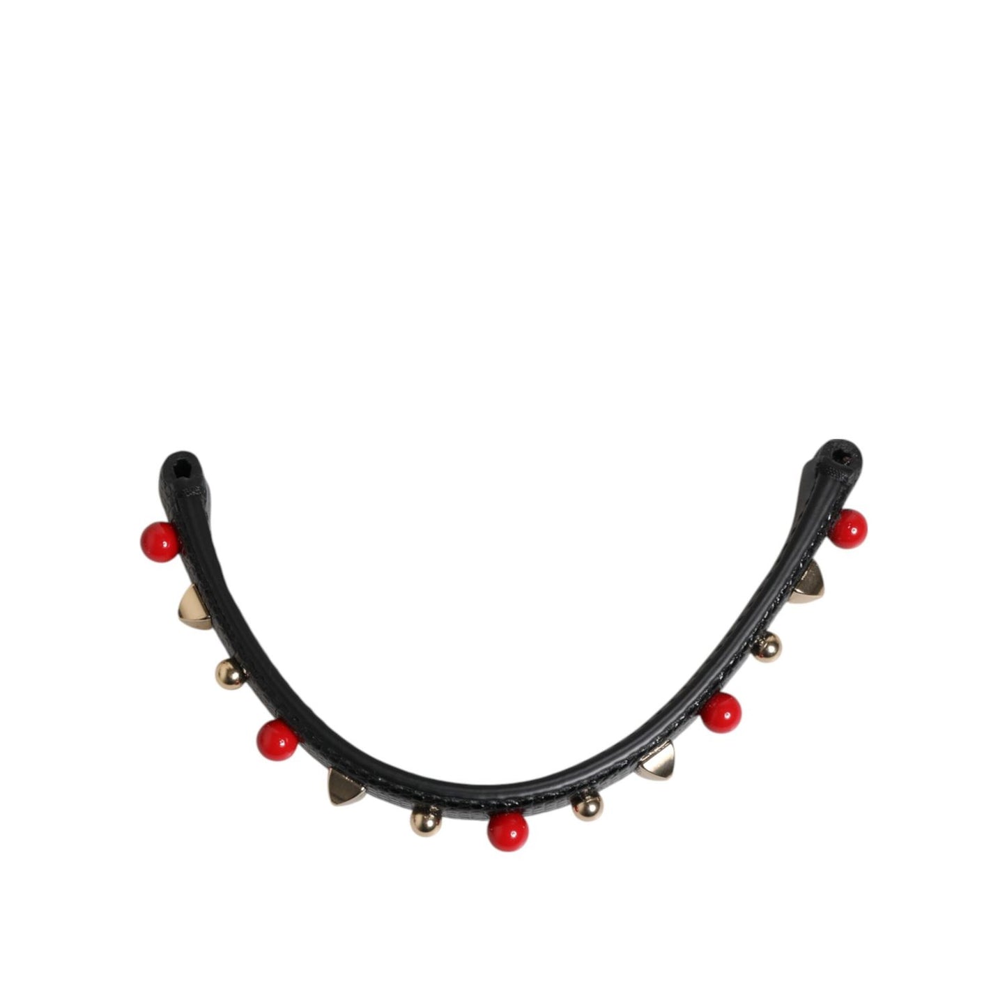 Dolce & Gabbana Black Embellished Leather Bag Handle Women Shoulder Strap