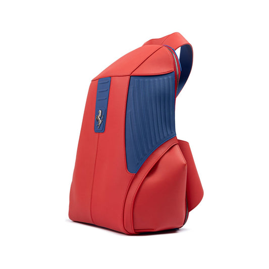 Ferrari Red Leather Technical Backpack 8056121178991