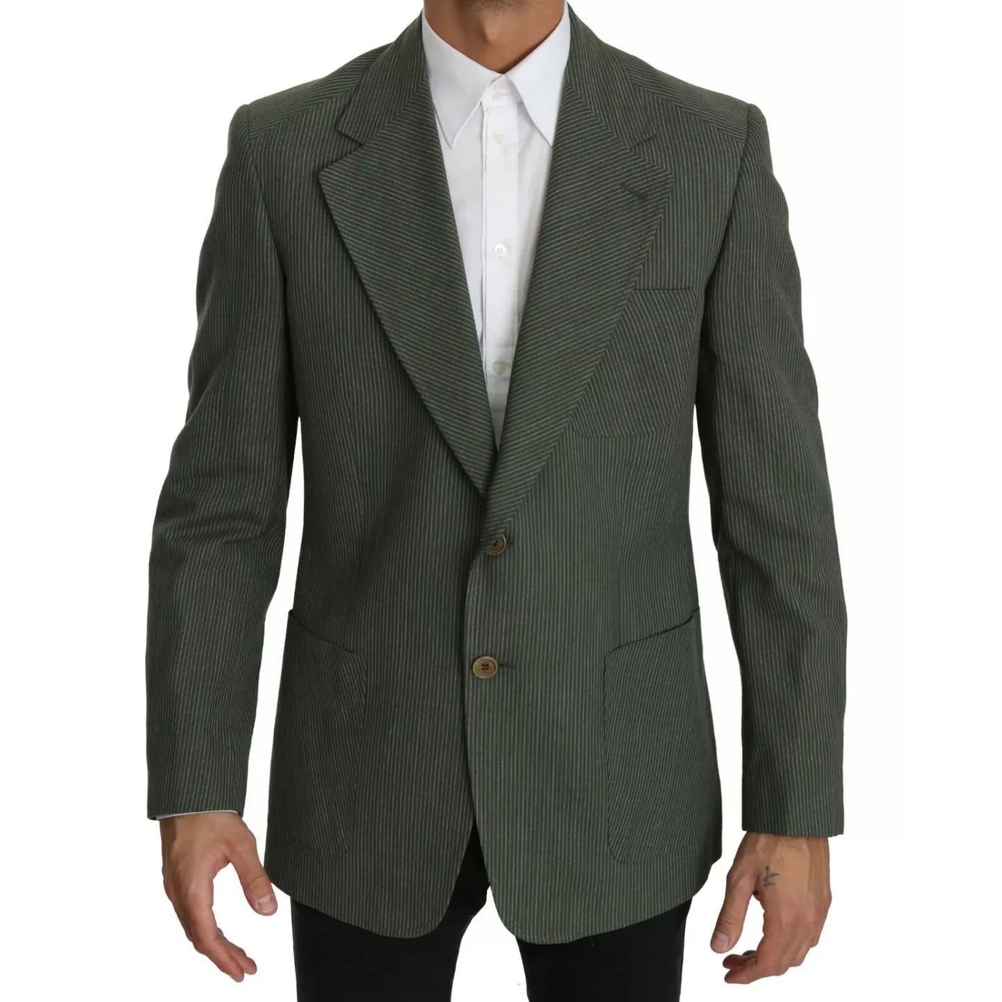 Romeo Gigli Green Linen Blazer One Piece Single Breasted Jacket