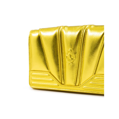 Ferrari Metal Yellow GT patent leather bag with chain