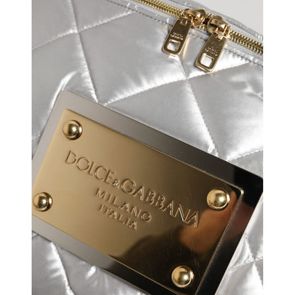 Dolce & Gabbana Silver Quilted Filled Crossbody Shoulder Bag SICILY Bag