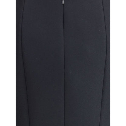 Close-up of Giorgio Armani Black Recycled Polyester Midi Skirt, showcasing clean lines and elegant design.