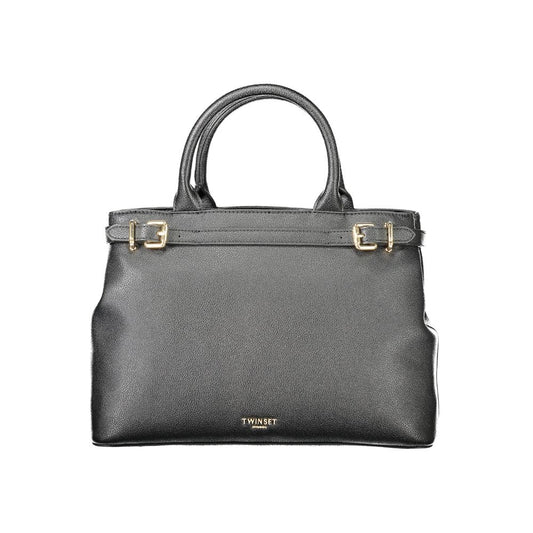 Twinset Black Polyethylene Women Handbag with sleek design and detachable shoulder strap, ideal for versatile day-to-night use.