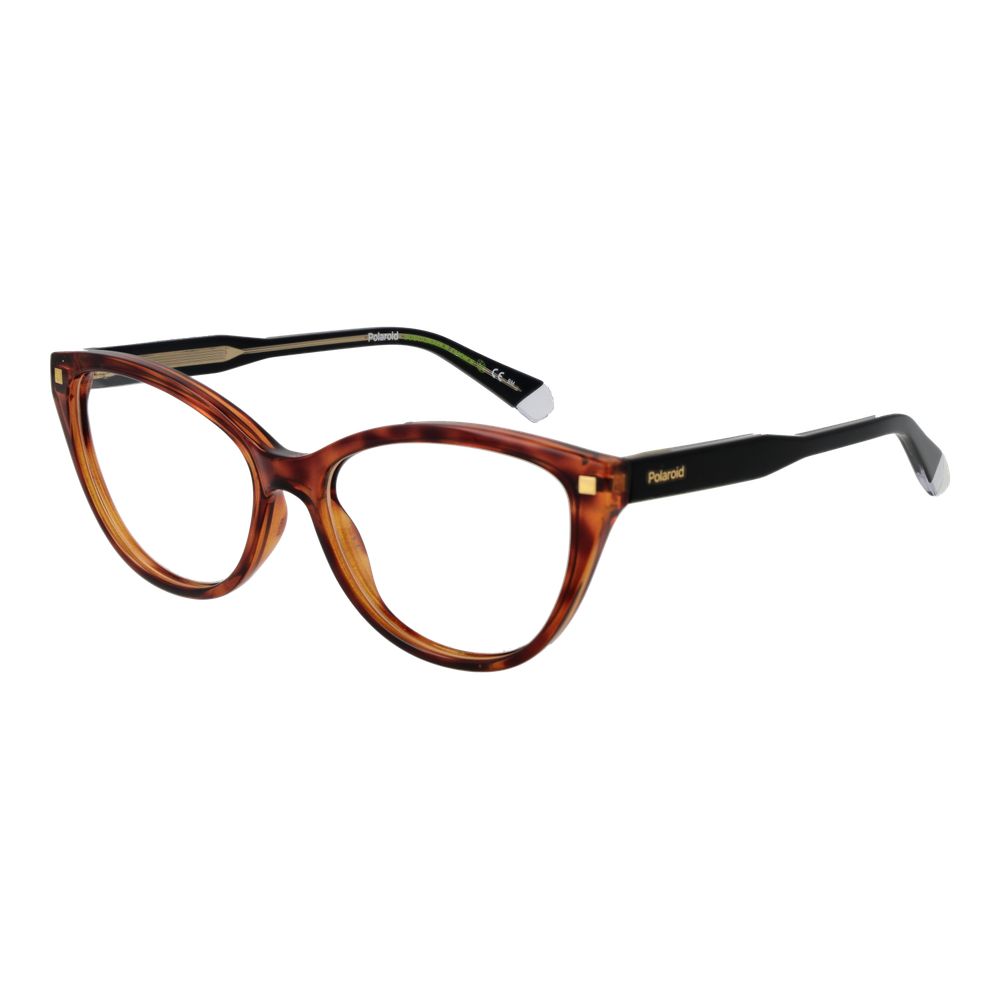 Polaroid Brown Women Glasses Frame in full-rim cat eye style made of cellulose propionate material.