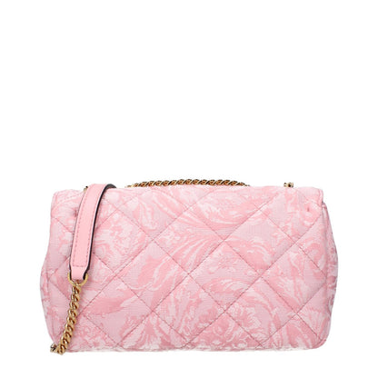 Versace Pink Fabric Shoulder Bag, featuring quilted design with chain strap, model 10133521A159111P56V, code F84028.