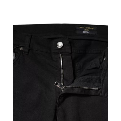 Dolce & Gabbana Black Tattered White Lining Skinny Denim Jeans Dolce & Gabbana
