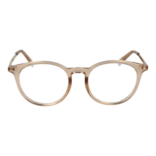 Polaroid Beige Unisex Glasses Frame in full-rim beige plastic with demo lenses, panto style, size 50-19-145, from branded case.