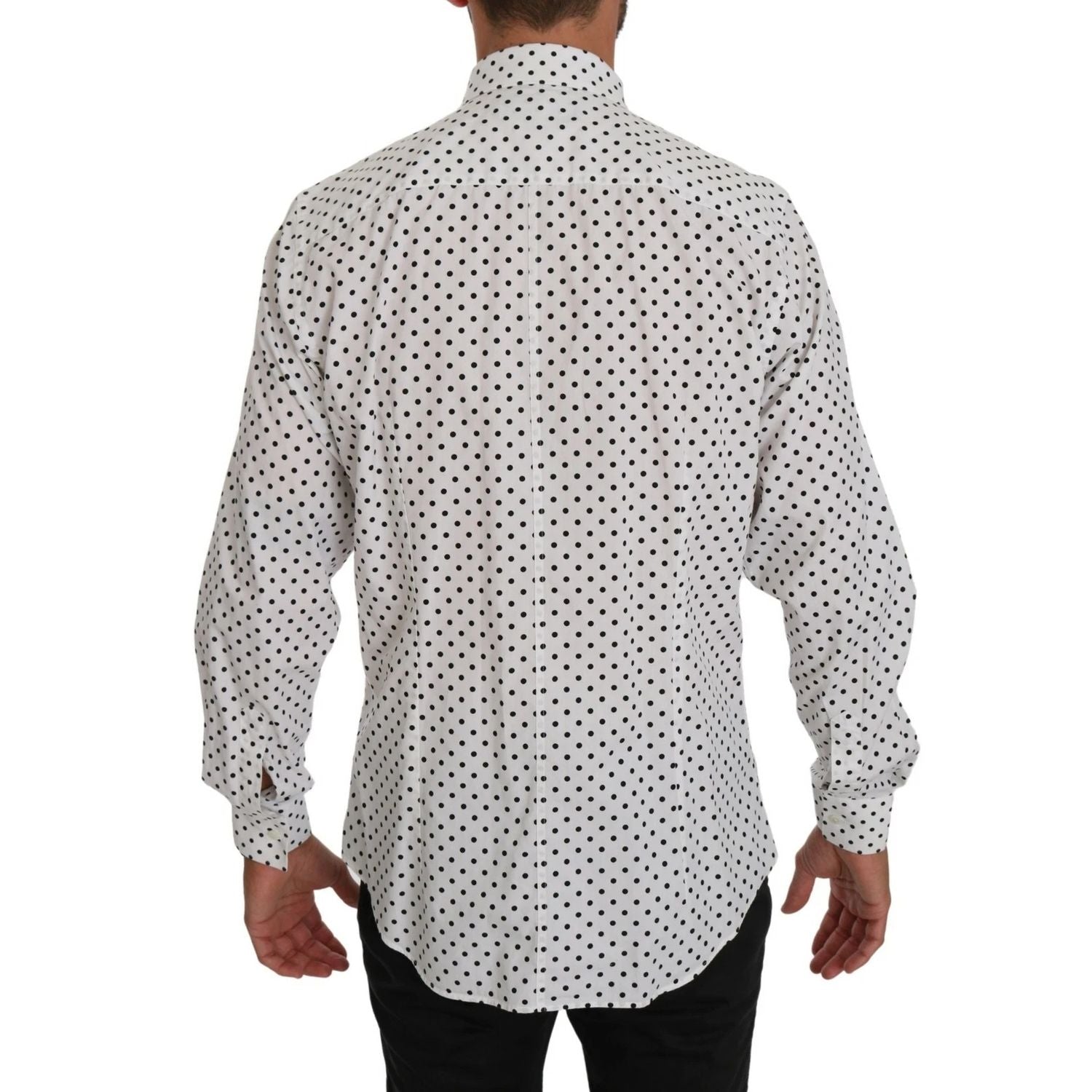 Dolce & Gabbana White Dotted Dress Formal MARTINI Shirt