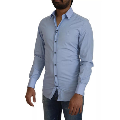 Dolce & Gabbana Light Blue Cotton Slim Fit Dress Shirt