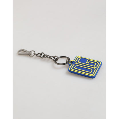 Dolce & Gabbana Blue Yellow DG Rubber Logo Silver Men Keychain Keyring