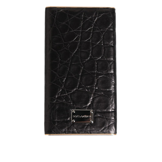 Dolce & Gabbana Black Leather Exotic Skin 3000mAh Power Bank Charger USB with textured luxury design and USB output.