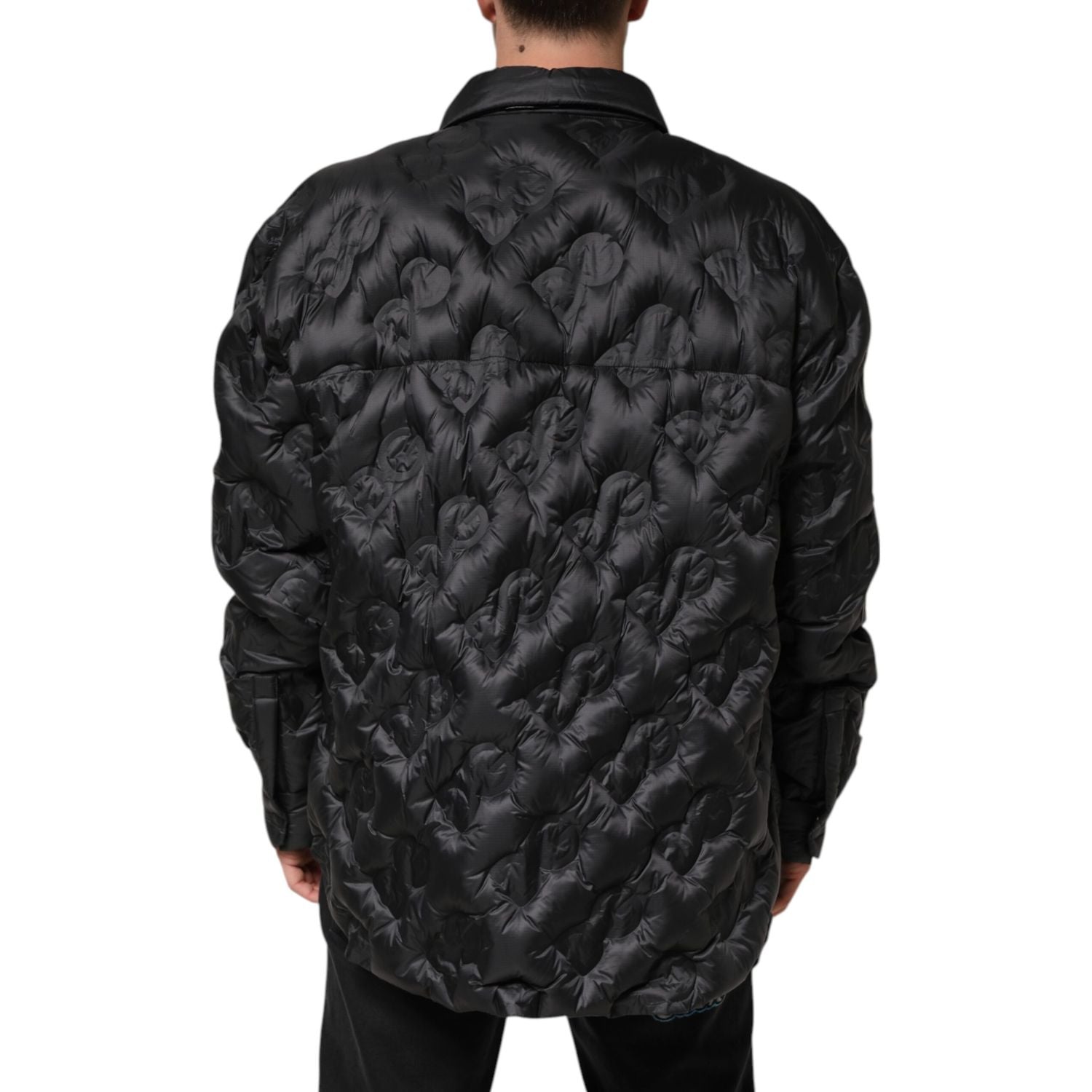 Dolce & Gabbana Black Quilted DG Logo Nylon Puffer Jacket