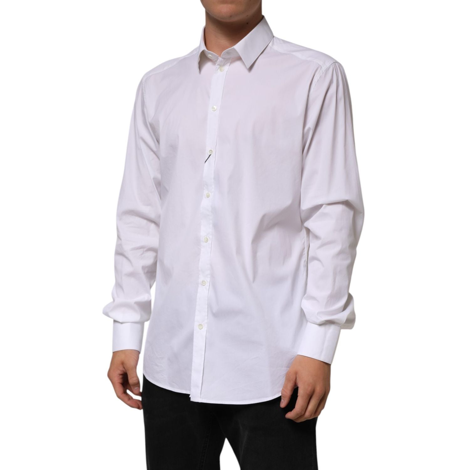 Dolce & Gabbana White Cotton GOLD Long Sleeves Formal Shirt