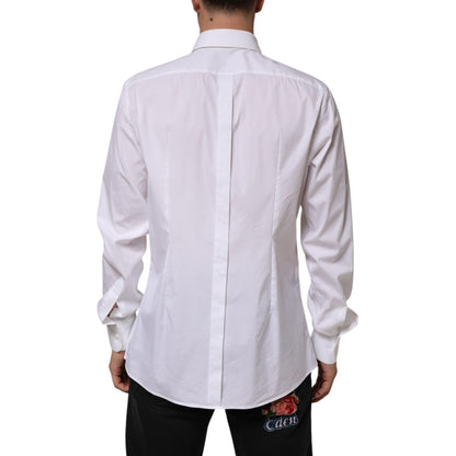 Dolce & Gabbana White Cotton GOLD Long Sleeves Formal Shirt
