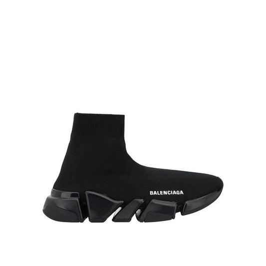 Balenciaga Speed 2.0 Sneakers women’s slip-on sock design with side logo in black, rubber sole, and round toe, made in Italy.