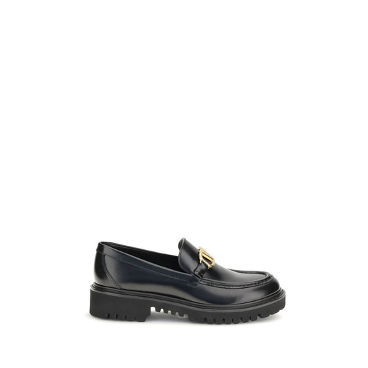 Valentino Garavani Black Leather Slip-On Loafers