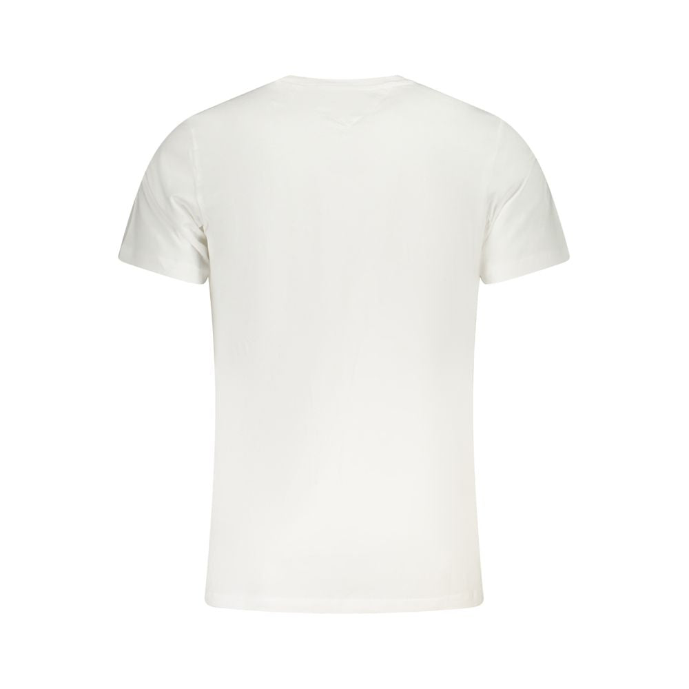 Tommy Hilfiger White Cotton Men T-Shirt back view showcasing classic design and sustainable material.