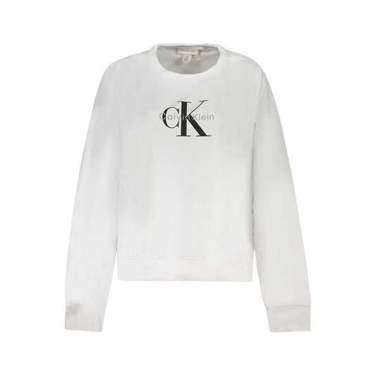 Calvin Klein White Cotton Women Sweater with logo embroidery, long sleeves, showcasing comfort and iconic style.
