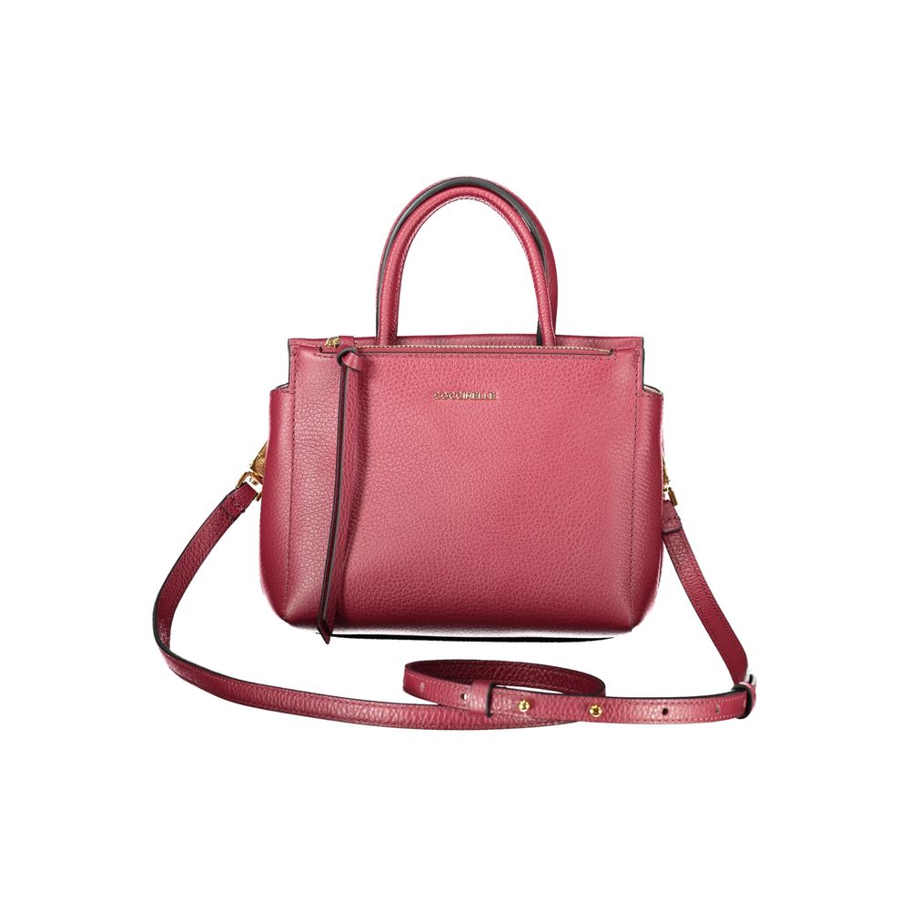 Coccinelle Purple Leather Women Handbag featuring twin handles and detachable strap with elegant purple hue and ample storage pockets.