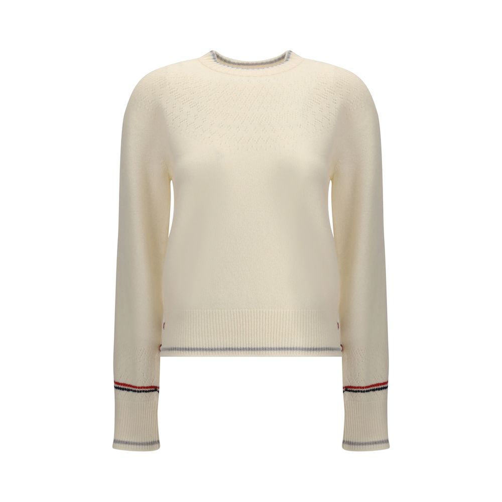 Thom Browne White Fleece Wool Sweatshirt