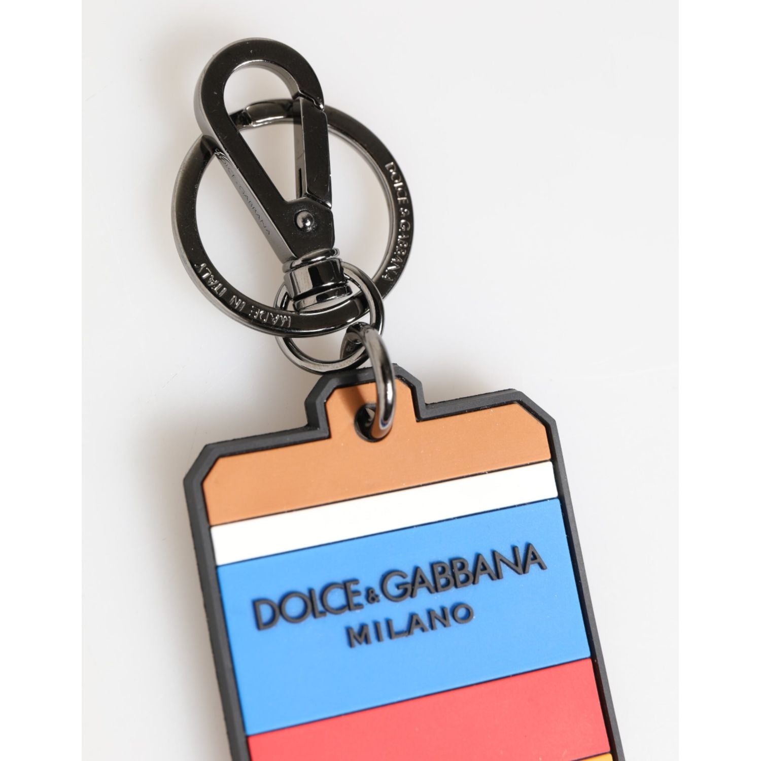 Dolce & Gabbana Multicolor DG Rubber Logo Silver Men's Keychain Keyring