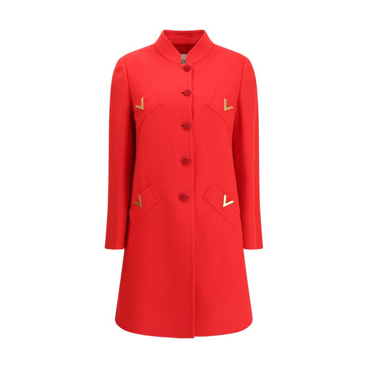 Valentino Red Fleece Wool Coat