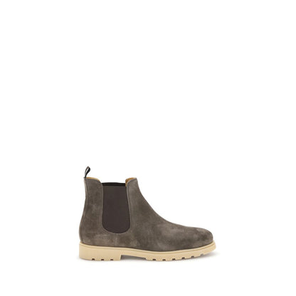 Kiton Brown Rubber Chelsea Boots with suede leather and elastic side inserts, perfect for formal or casual looks.
