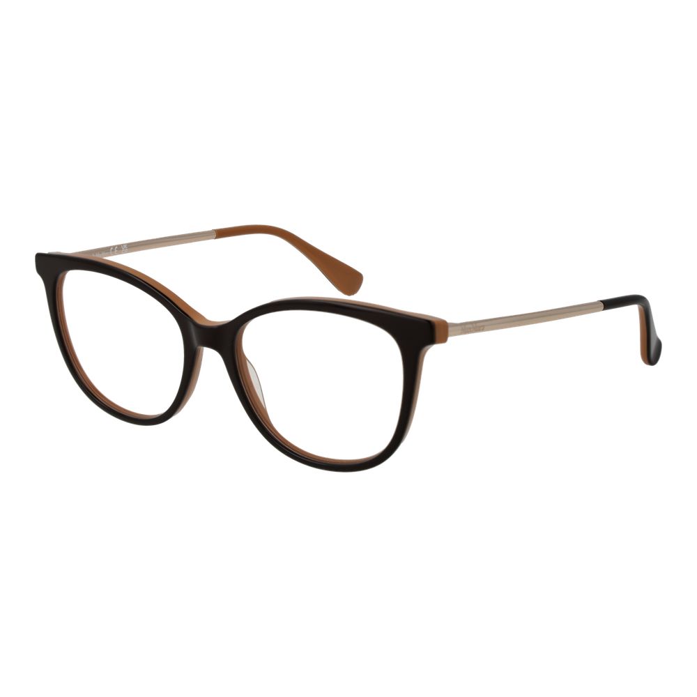 Max Mara Brown Women Glasses Frame in square shape with full-rim acetate, featuring 52mm demo lenses and 16mm bridge with 135mm frame width.