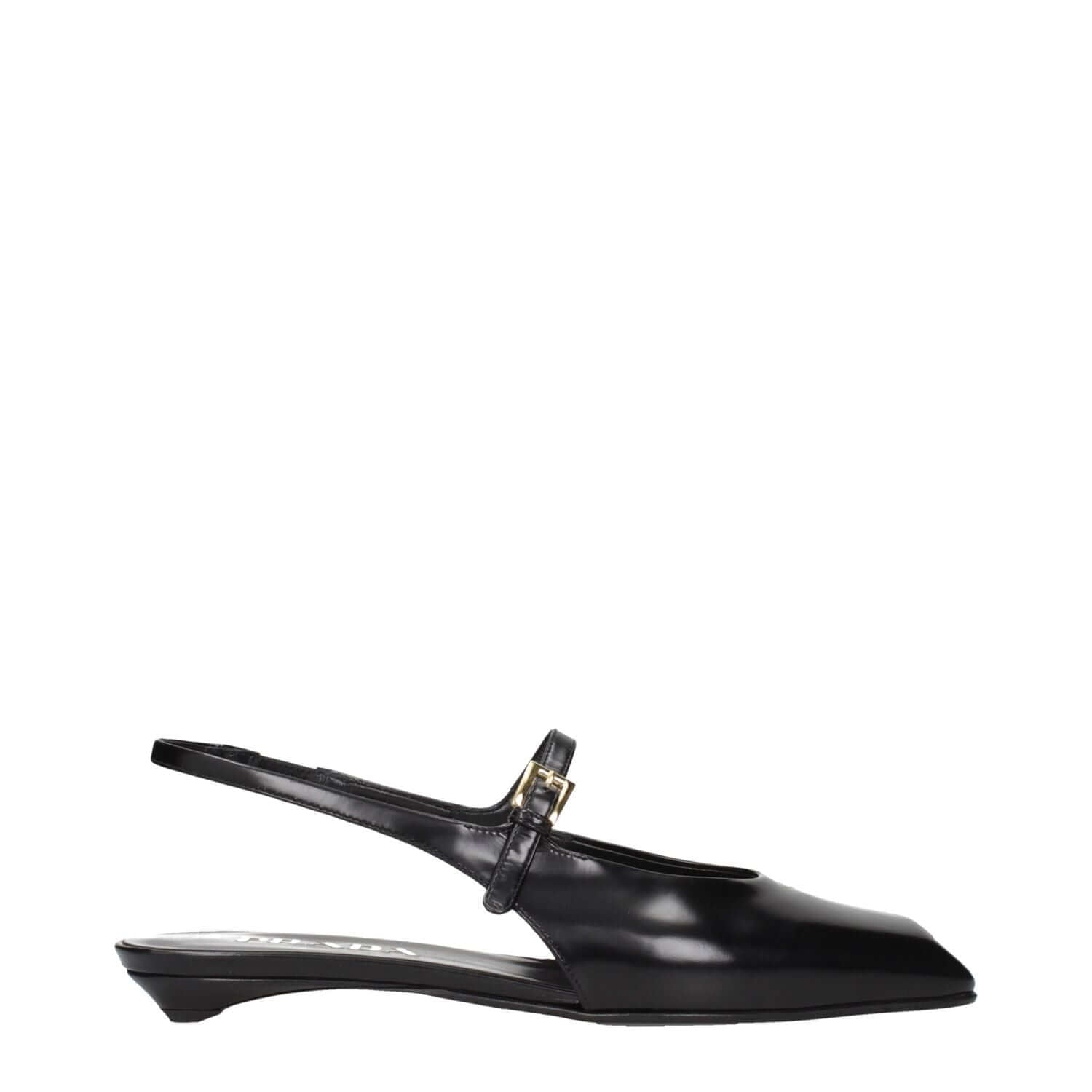 Prada Black Leather Flat Sandals