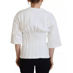 Dolce & Gabbana White Cotton Corset Stretch Top T-shirt TSH83300-40