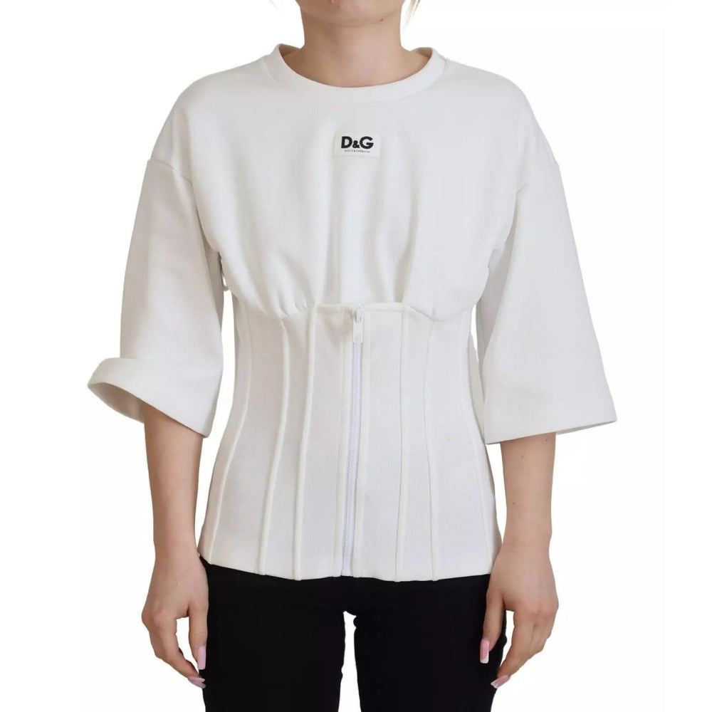 Dolce & Gabbana White Cotton Corset Stretch Top T-shirt TSH83300-40