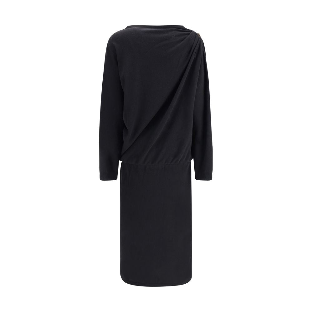 Fabiana Filippi Black Fleece Wool Casual Dress