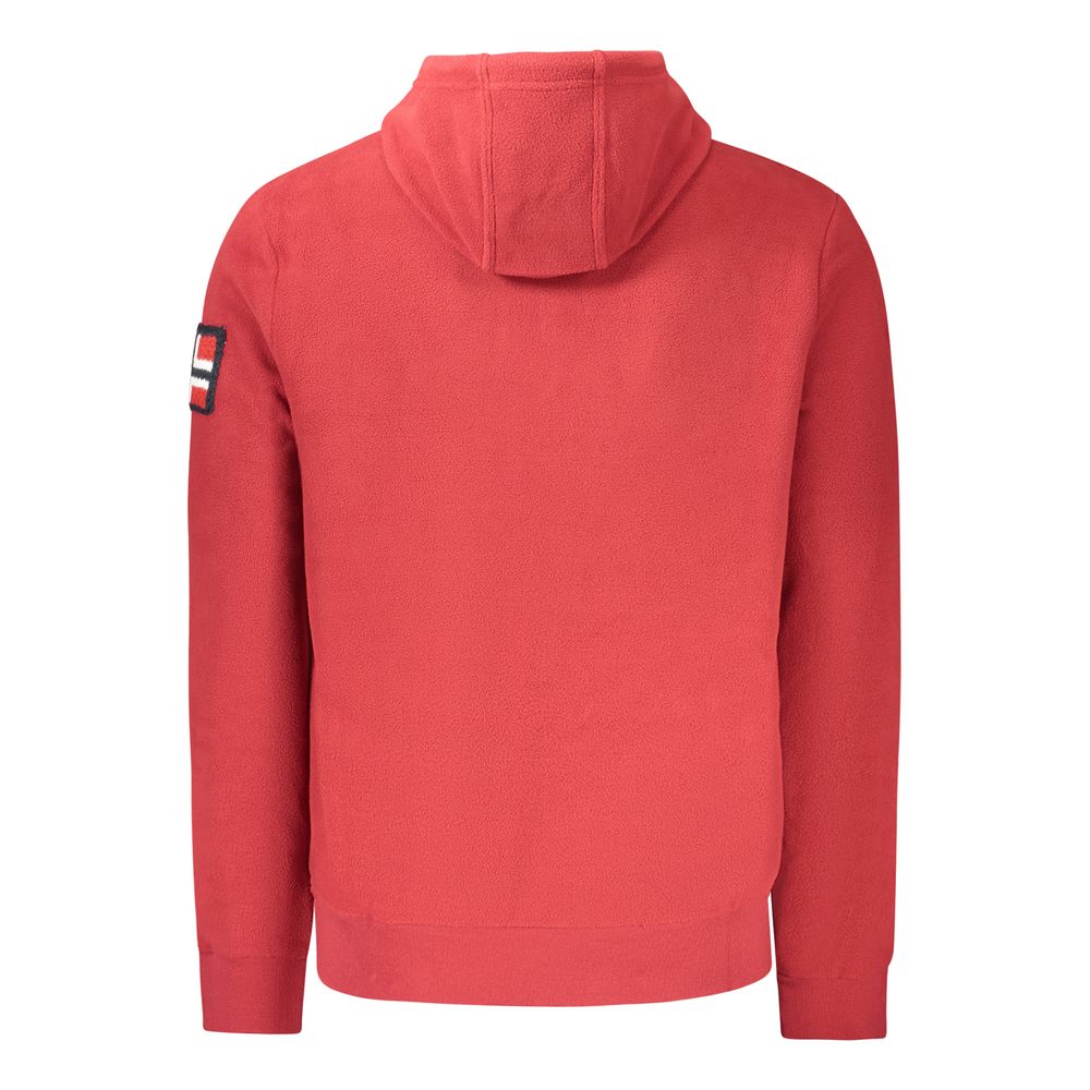 Norway 1963 Red Polyester Men Sweater, chic long-sleeved fleece with embroidery and logo, featuring snug external pockets and zip.