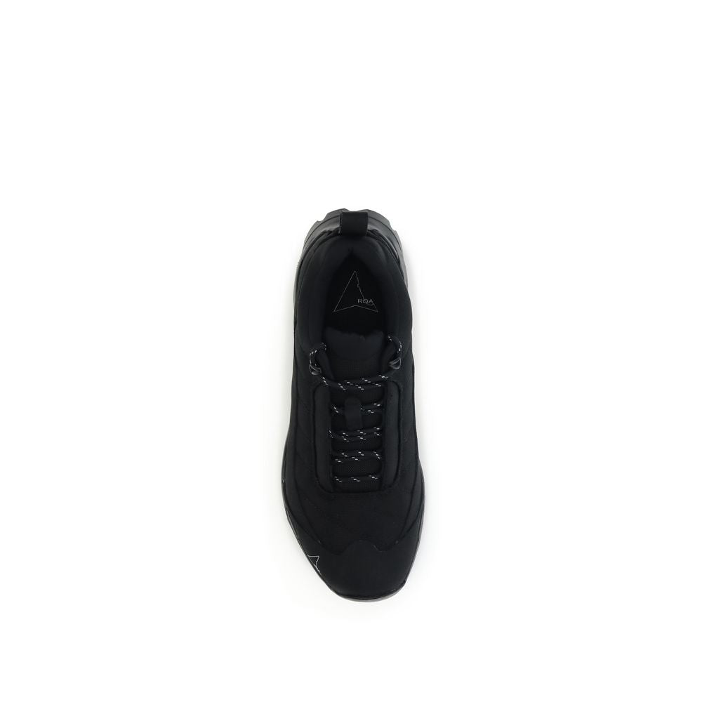Top view of ROA Black Polyamide Athletic Sneakers highlighting sleek design.