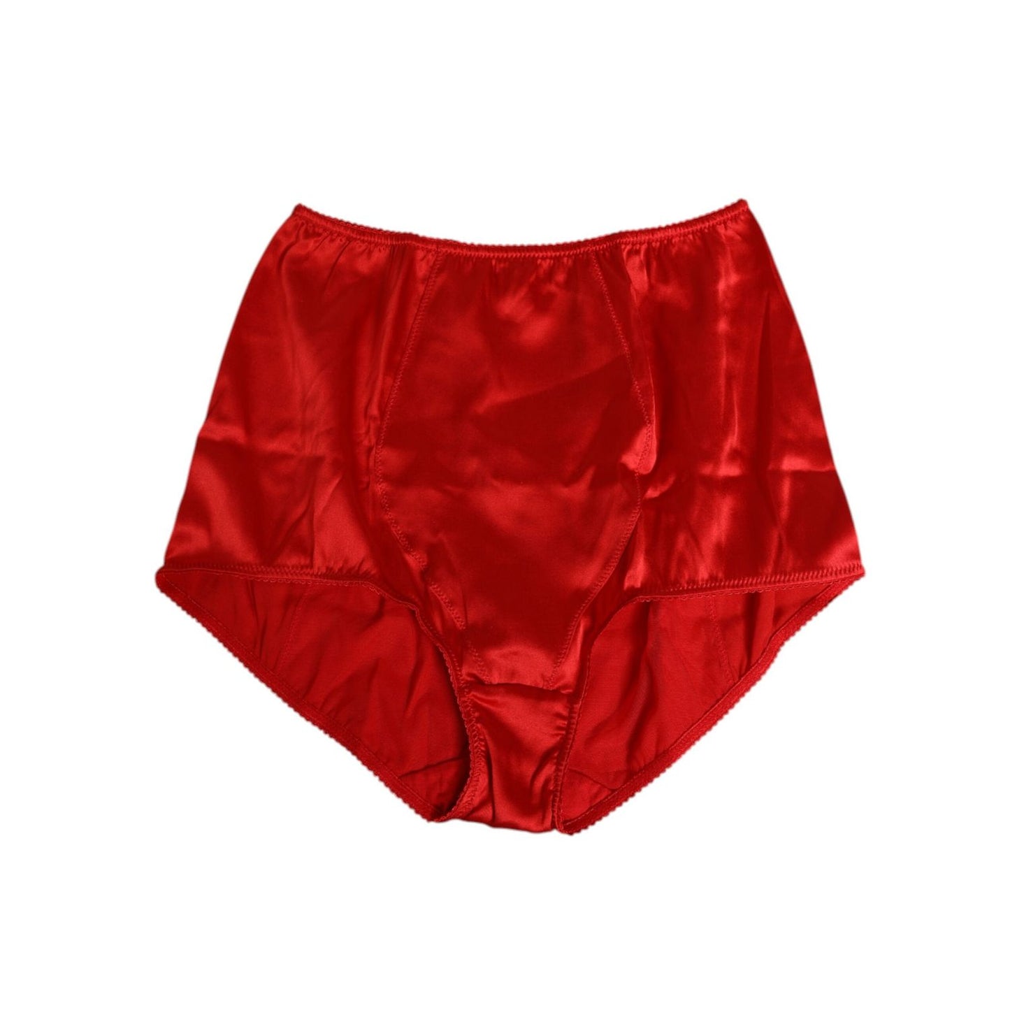 Dolce & Gabbana Red Silk Satin High-Waist Briefs Women Underwear